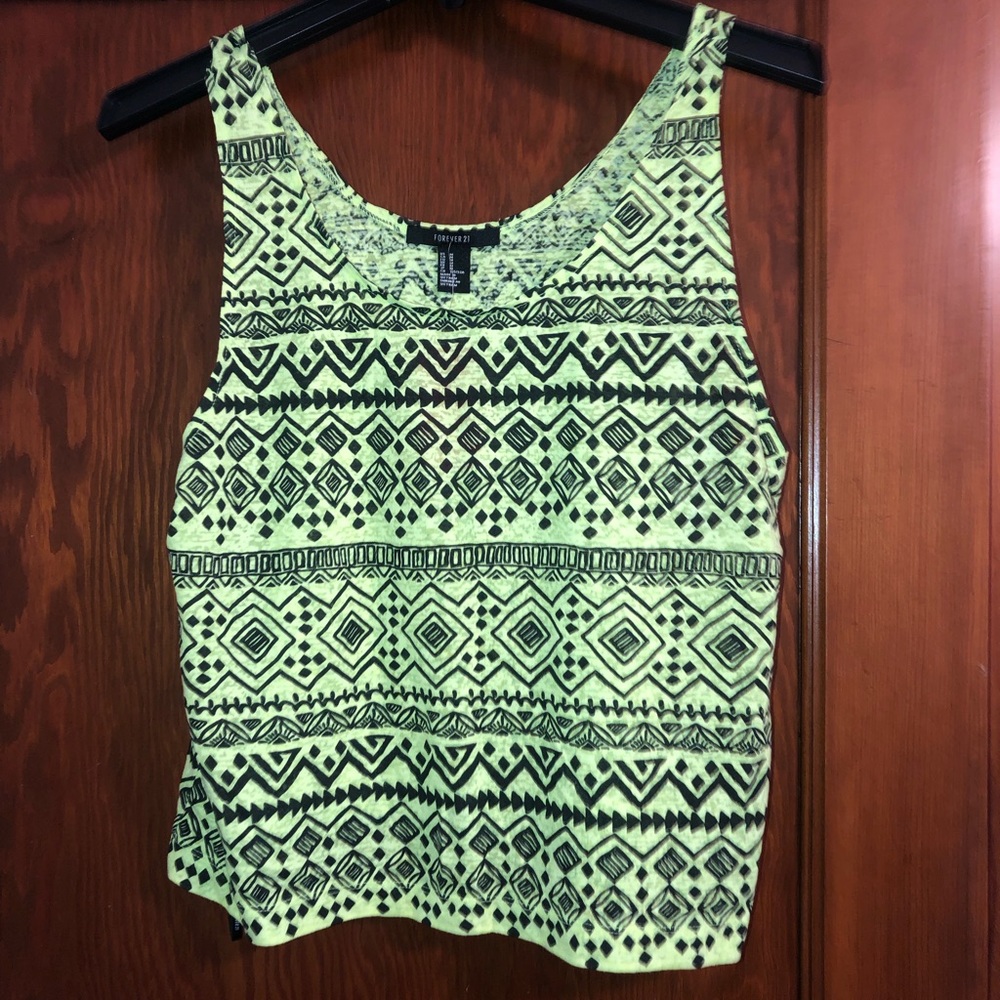 NWT! Neon yellow tribal crop top!